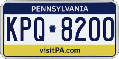 PA license plate KPQ8200