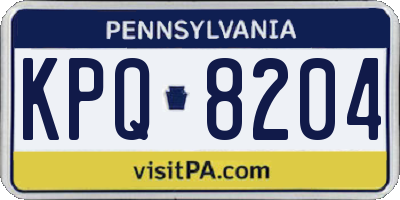 PA license plate KPQ8204