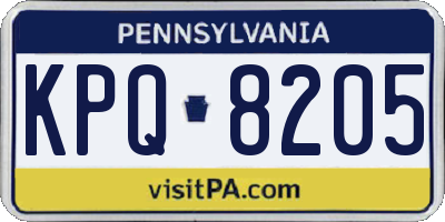 PA license plate KPQ8205