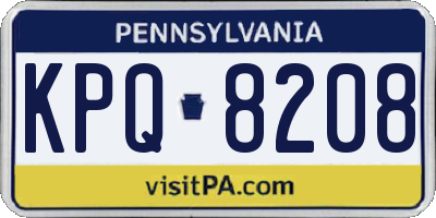 PA license plate KPQ8208