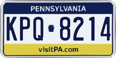 PA license plate KPQ8214