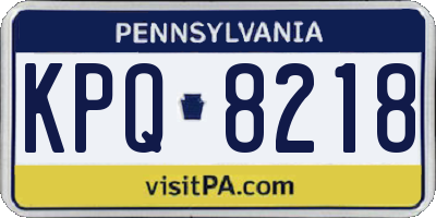 PA license plate KPQ8218