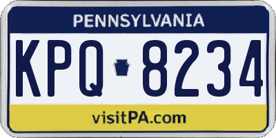 PA license plate KPQ8234