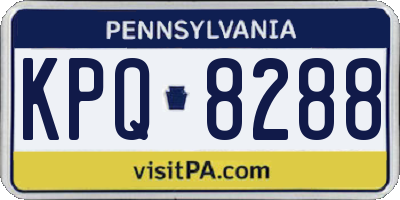 PA license plate KPQ8288