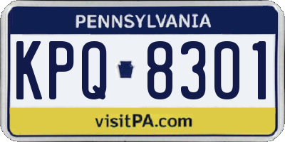 PA license plate KPQ8301