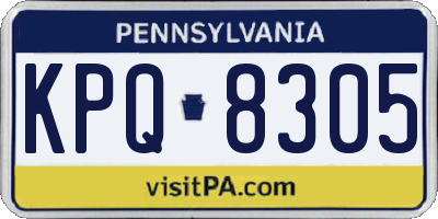 PA license plate KPQ8305