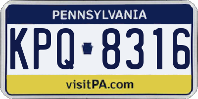 PA license plate KPQ8316