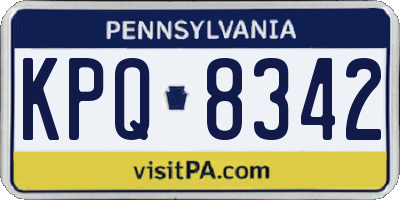 PA license plate KPQ8342