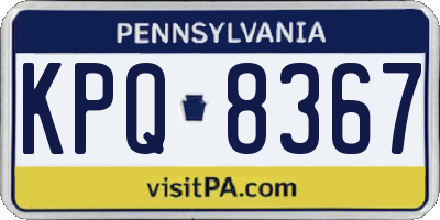 PA license plate KPQ8367