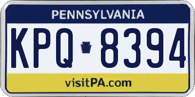 PA license plate KPQ8394