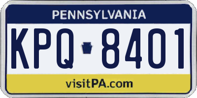 PA license plate KPQ8401