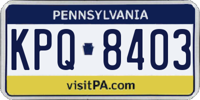 PA license plate KPQ8403