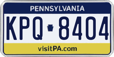 PA license plate KPQ8404