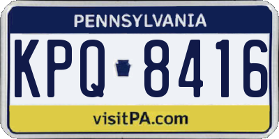 PA license plate KPQ8416