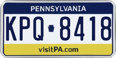 PA license plate KPQ8418