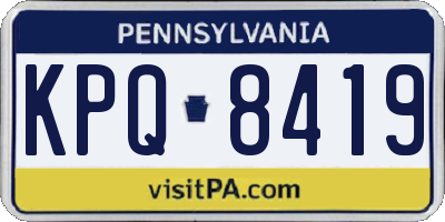 PA license plate KPQ8419