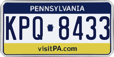 PA license plate KPQ8433