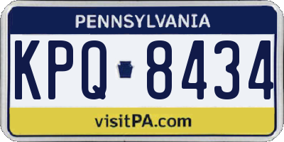 PA license plate KPQ8434