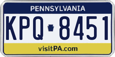 PA license plate KPQ8451