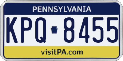 PA license plate KPQ8455
