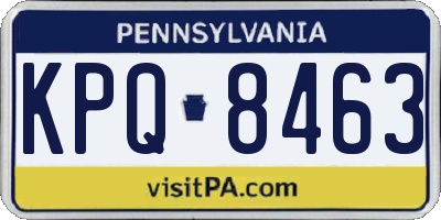 PA license plate KPQ8463