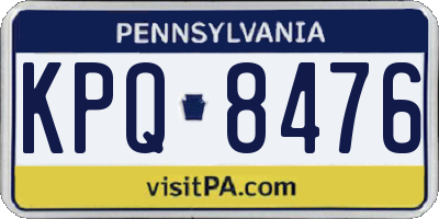 PA license plate KPQ8476