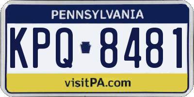 PA license plate KPQ8481