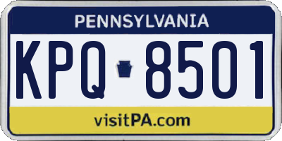 PA license plate KPQ8501
