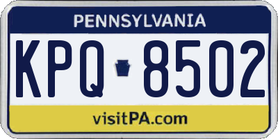 PA license plate KPQ8502
