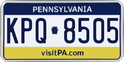 PA license plate KPQ8505