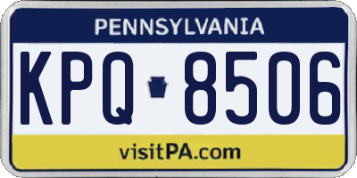 PA license plate KPQ8506