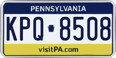 PA license plate KPQ8508