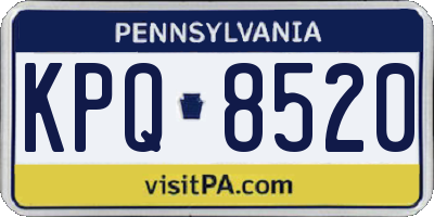 PA license plate KPQ8520