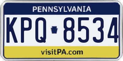 PA license plate KPQ8534