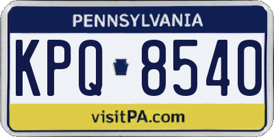 PA license plate KPQ8540