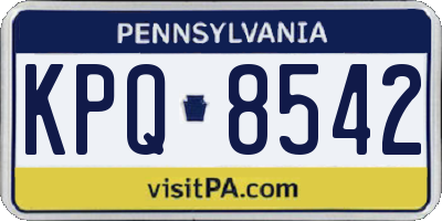PA license plate KPQ8542