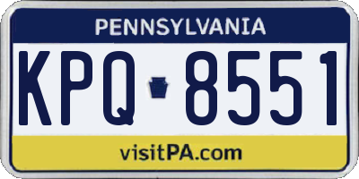 PA license plate KPQ8551