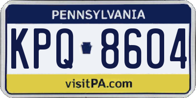 PA license plate KPQ8604