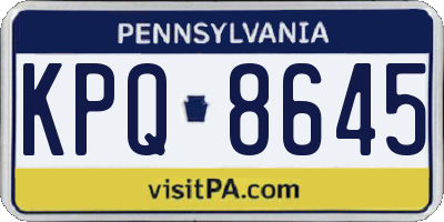PA license plate KPQ8645