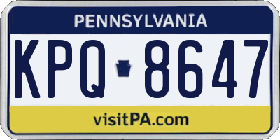 PA license plate KPQ8647