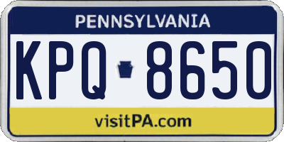 PA license plate KPQ8650