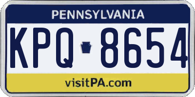 PA license plate KPQ8654