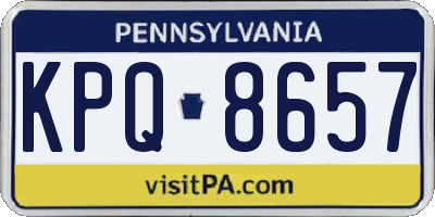 PA license plate KPQ8657