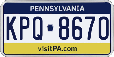 PA license plate KPQ8670