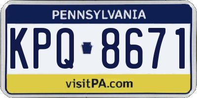 PA license plate KPQ8671