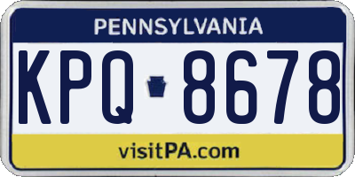 PA license plate KPQ8678