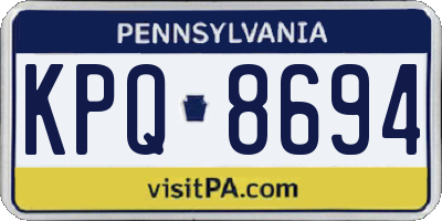 PA license plate KPQ8694