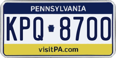 PA license plate KPQ8700