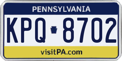 PA license plate KPQ8702