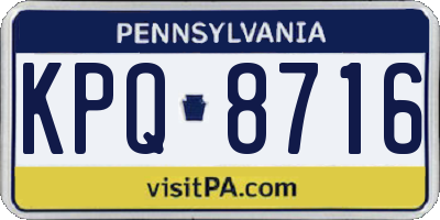 PA license plate KPQ8716
